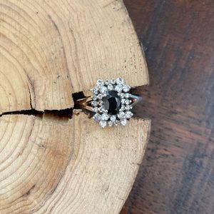 Vintage heirloom ring: Sapphire, diamond, 14k gold